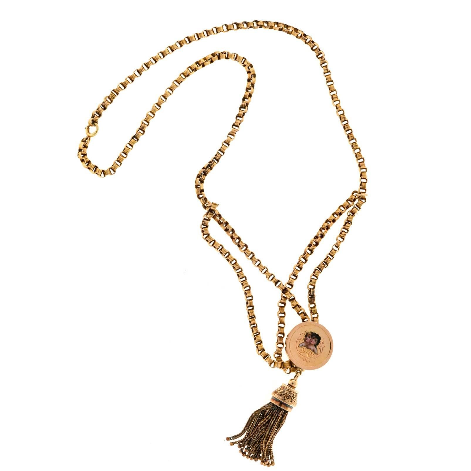 19th C. English Gold Tassel Necklace For Sale at 1stDibs