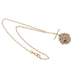 Diamond Rose Gold Platinum Locket Toggle Necklace 
