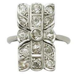 1.54Ct Diamond and 18k White Gold Dress Ring - Antique Circa 1910