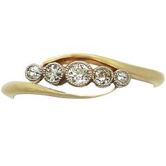0.22 Ct Diamond and 18k Yellow Gold, Five Stone Ring - Antique Circa 1920 12