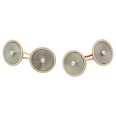 French Pearl Two Color Gold Cufflinks, Paris 10