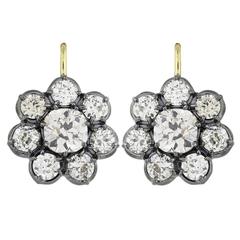 8.60 Carat Diamond Silver Gold Cluster Earrings 6