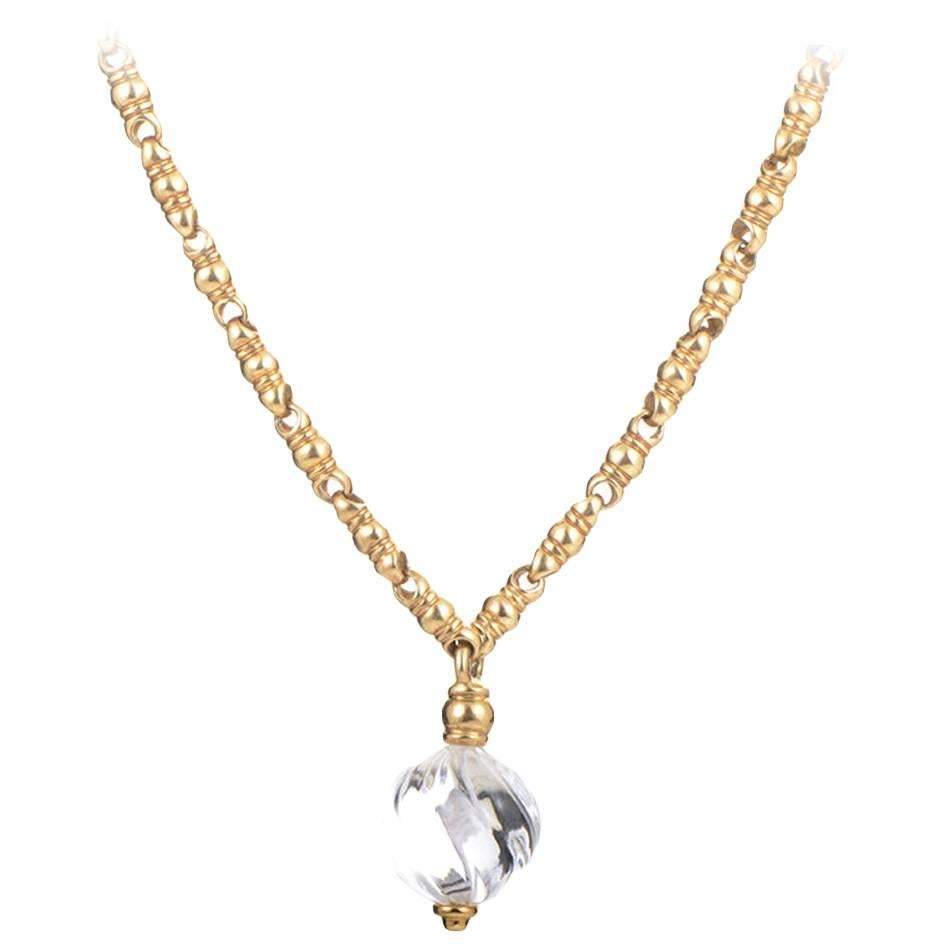 Boucheron White Quartz Gold Pendant Necklace