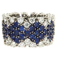 Flexible Sapphire Diamond Platinum Band Ring 4