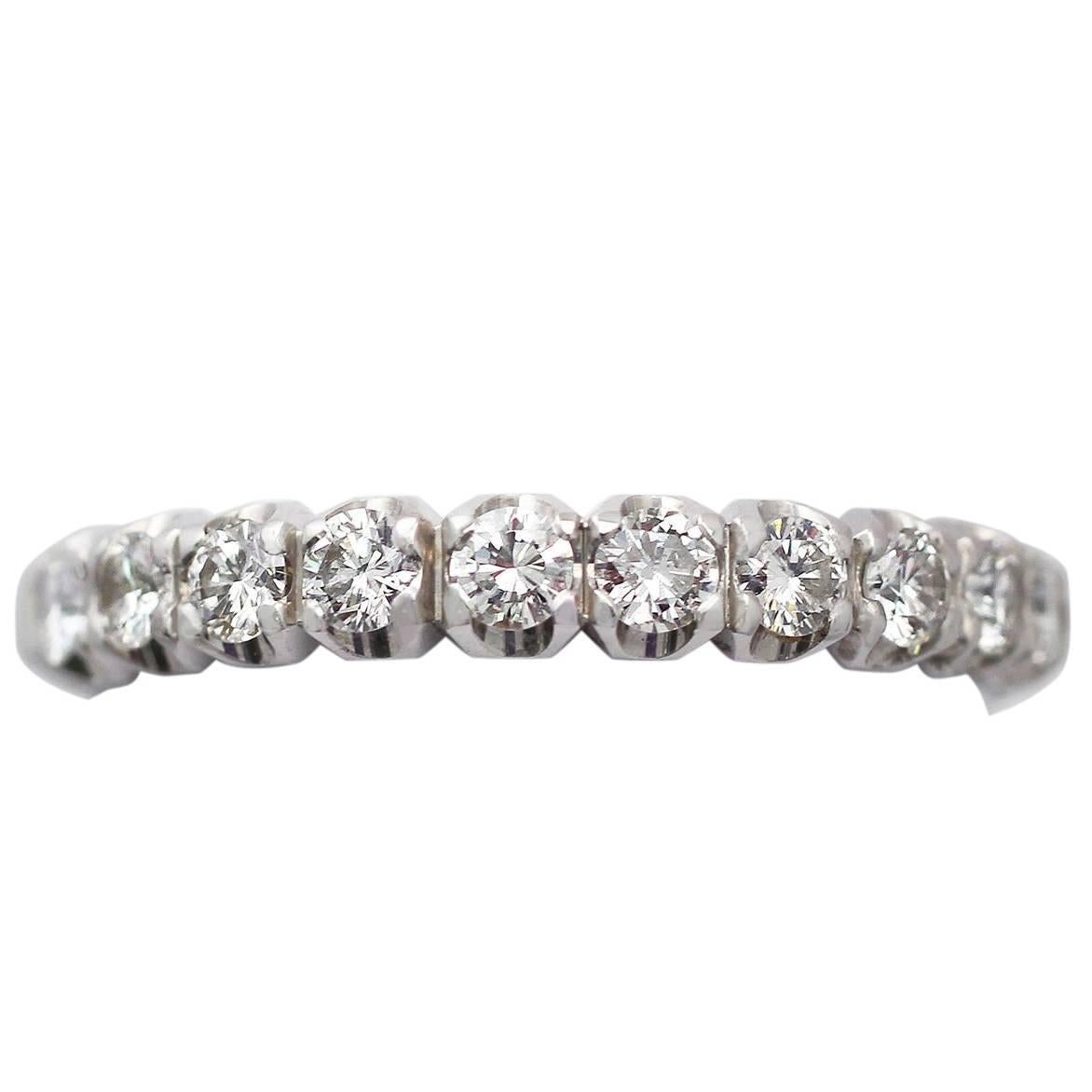 1.02Ct Diamond, 14k White Gold Eternity Ring - Vintage Circa 1960