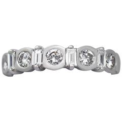 0.95Ct Diamond, 18k White Gold Half Eternity Ring - Vintage Circa 1990 10