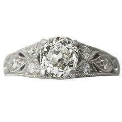 1900s 1.18 Carat Diamond and Contemporary Platinum Solitaire Ring 9