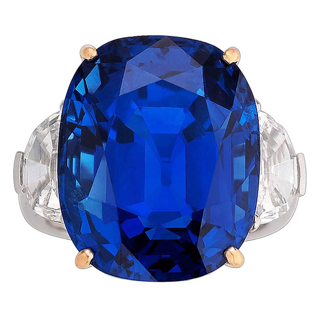 Untreated Burma Sapphire Ring 35.07 Carat