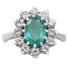 1970s 1.50 Carat Emerald and 1.12 Carat Diamond White Gold Cluster Ring 8