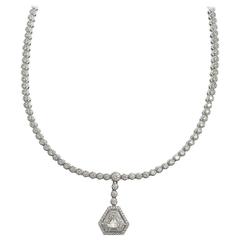 1.60 Carat GIA Cert Diamond Gold Pendant on Diamond Gold Necklace