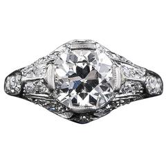 Antique Edwardian 1.60 Carat Diamond Platinum Engagement Ring