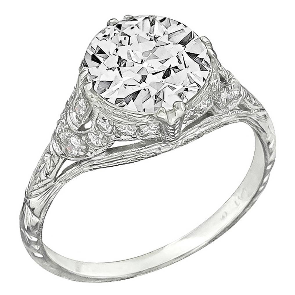 Stunning 2.02 Carat GIA Cert Diamond Platinum Engagement Ring