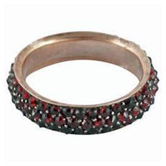 Antique Bohemian Garnet Gold Eternity Band Ring 6