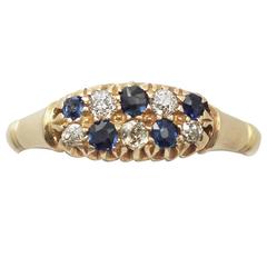 0.27 Ct Sapphire and 0.25 Ct Diamond, 18k Yellow Gold Dress Ring - Antique 5