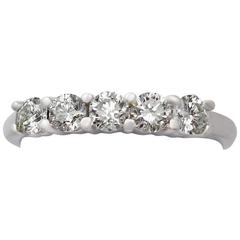 0.83Ct Diamond and 18k White Gold Five Stone Ring - Vintage Circa 1990 10