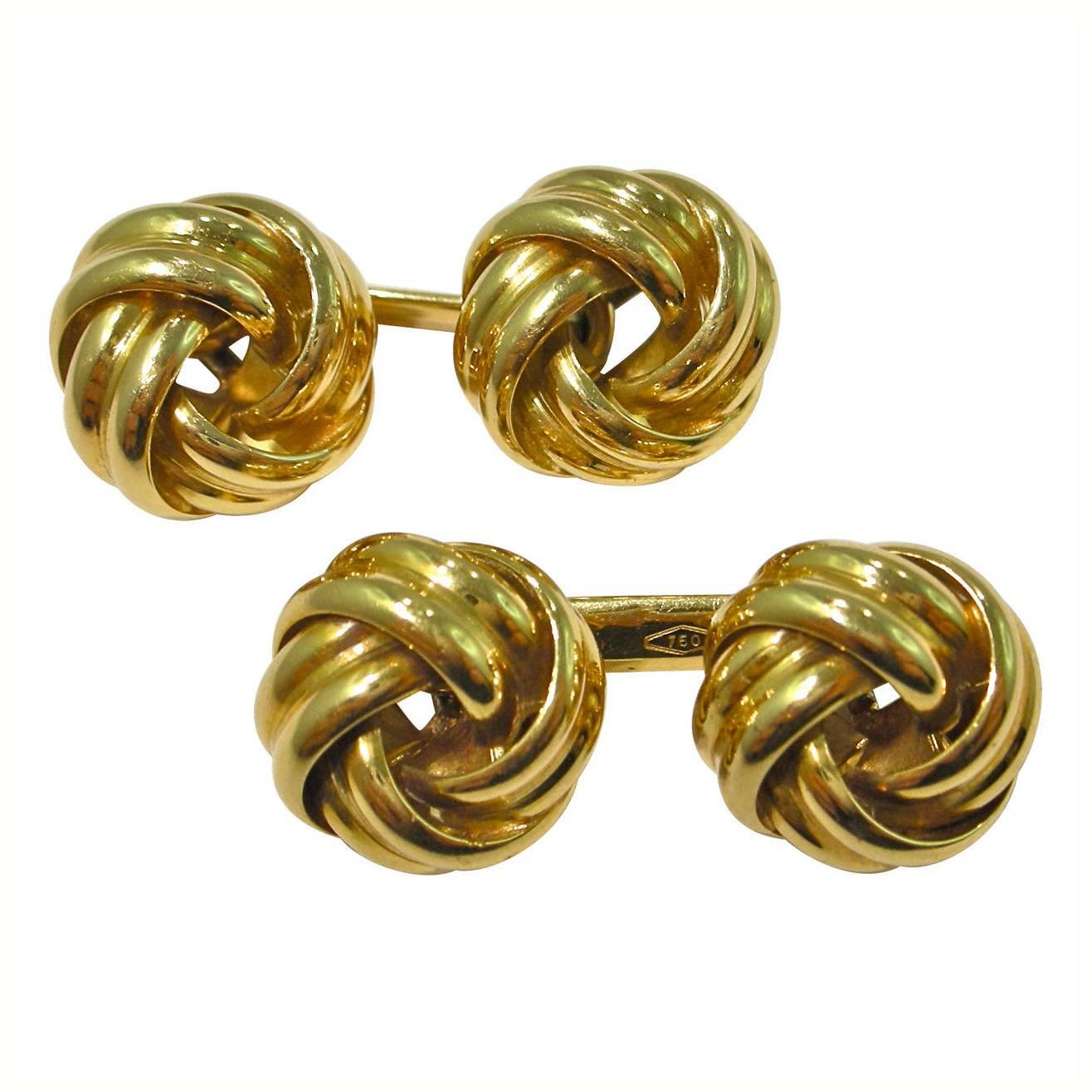 Jona Double Knot 18 Karat Yellow Gold Cufflinks