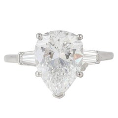 3.44 Carat Pear Shaped Diamond Platinum Engagement Ring