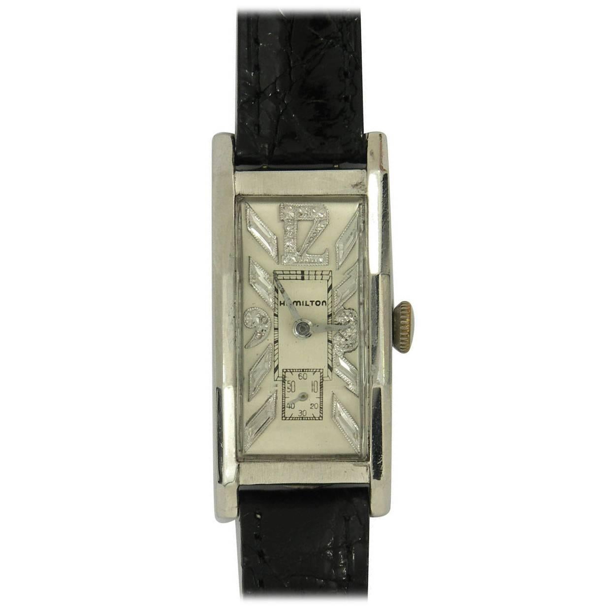 Hamilton Palladium Diamond Curvex Wristwatch