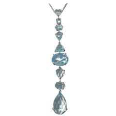 Jona Blue Topaz Gold Dangling Pendant Jona Blue Topaz Gold Dangling Pendant