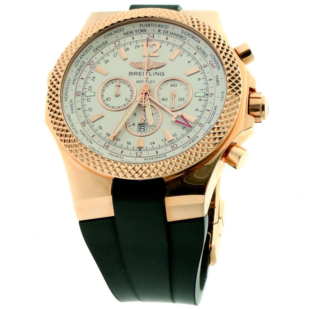 Breitling Rose Gold Bentley GMT Wristwatch