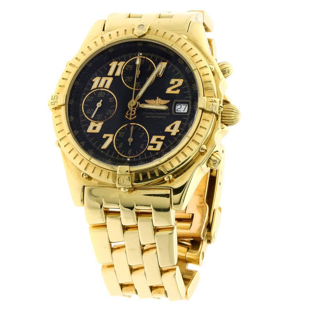 Breitling Yellow Gold Chronomat Automatic Wristwatch
