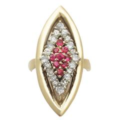 0.40Ct Ruby and 0.60Ct Diamond, 18k Yellow Gold Dress Ring - Vintage 1978 1