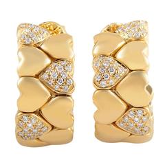 Cartier Diamond Gold Heart Huggie Earrings