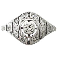 0.68Ct Diamond and 18k White Gold Dress Ring - Antique Circa 1930
