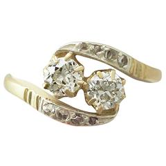 0.91Ct Diamond and 18k Yellow Gold, Silver Set Twist Ring - Antique Circa 1920 8