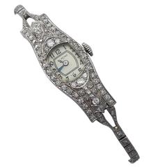 2.36Ct Diamond and Platinum Glycine Cocktail Watch - Art Deco Style - Antique 2