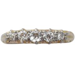 1910s Antique Diamond and Yellow Gold Five Stone Ring 12