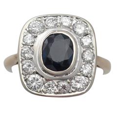 1960s 1.02 Carat Sapphire & 1.13 Carat Diamond Yellow Gold Cocktail Ring 2