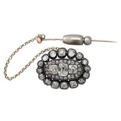 4.22Ct Diamond and 9k Yellow Gold, Silver Set Brooch - Antique Circa 1820 12