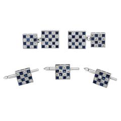 Cartier Sapphire and Diamond Cufflinks Set