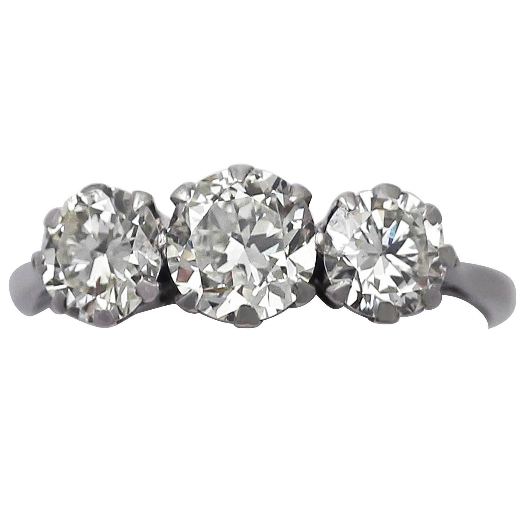 1920s 1.50 Carat Diamond and Platinum Trilogy Ring 