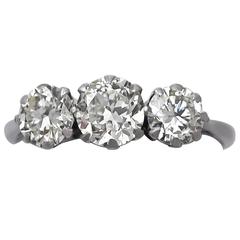 1920s 1.50 Carat Diamond and Platinum Trilogy Ring 1
