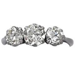 Used 1920s 1.50 Carat Diamond and Platinum Trilogy Ring 