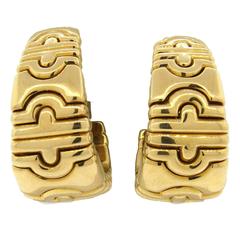 Large Bulgari Parentesi Gold Hoop Earrings
