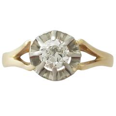 0.49Ct Diamond and 18k Yellow Gold Solitaire Ring - Vintage French Circa 1940 8