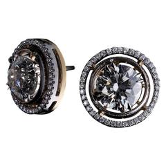 Alexandra Mor Round Diamond Studs with Diamond Earring Jackets 5