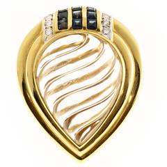 Tear Drop Swirl Shape Quartz Crystal Sapphire Diamond Gold Cocktail Ring 12