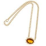 Citrine Pearl Gold Pendant Necklace 