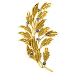 Tiffany & Co. Sapphire Gold Leaf Pin