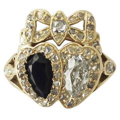 1.54 Carat Diamond and 0.65 Carat Sapphire, 18 Karat Gold Dress Ring, circa 1820 8