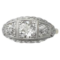 1.15Ct Diamond, 14k Yellow Gold Dress Ring - Antique Circa 1920 11