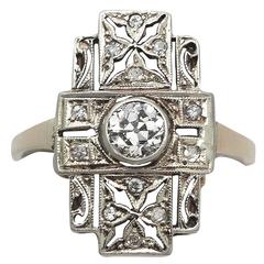 0.57Ct Diamond and 14k Yellow Gold Ring - Art Deco Style - Antique Circa 1930