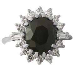 4.60Ct Green Sapphire & 0.68Ct Diamond, 18k White Gold Dress Ring - Vintage 5