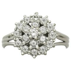 0.75Ct Diamond and 18k White Gold Cluster Ring - Vintage Circa 1960 6