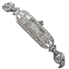 1.96Ct Diamond and Platinum Cocktail Watch - Art Deco - Antique Circa 1930