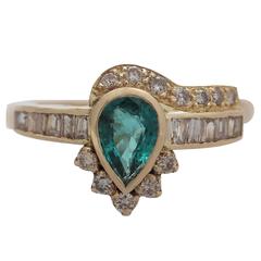 Emerald & Diamond Yellow Gold Cocktail Ring 7
